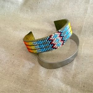 Silver and beaded bracelet